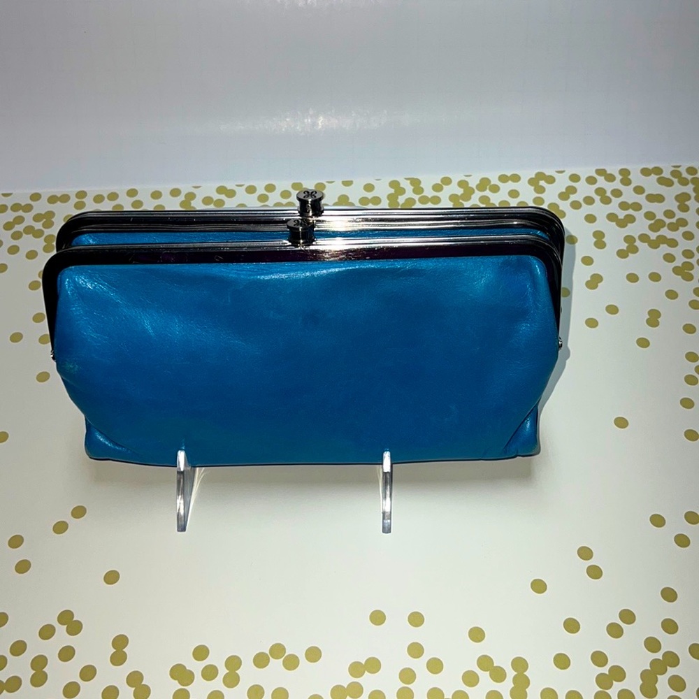 Hobo turquoise double clasp clutch wallet